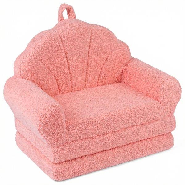 Išskleidžiama vaikiška sofa/fotelis su miegojimo funkcija (Rožinės spalvos)